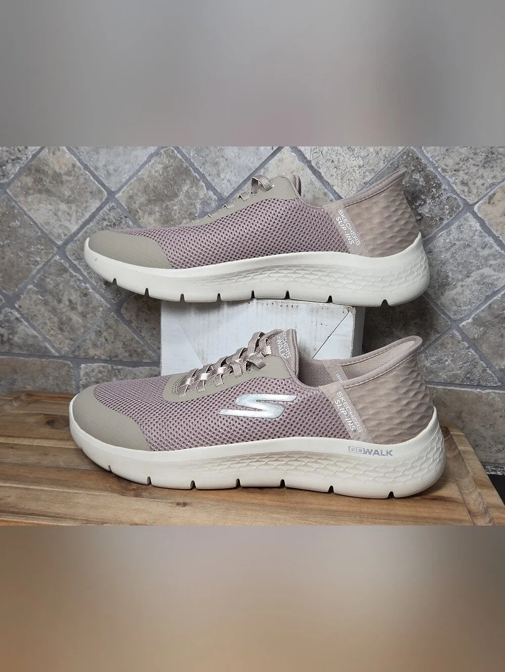 Womans Skechers Slip Ins Go Walk Flex Grand Entry Shoes Sneakers Size 9.5W Taupe
